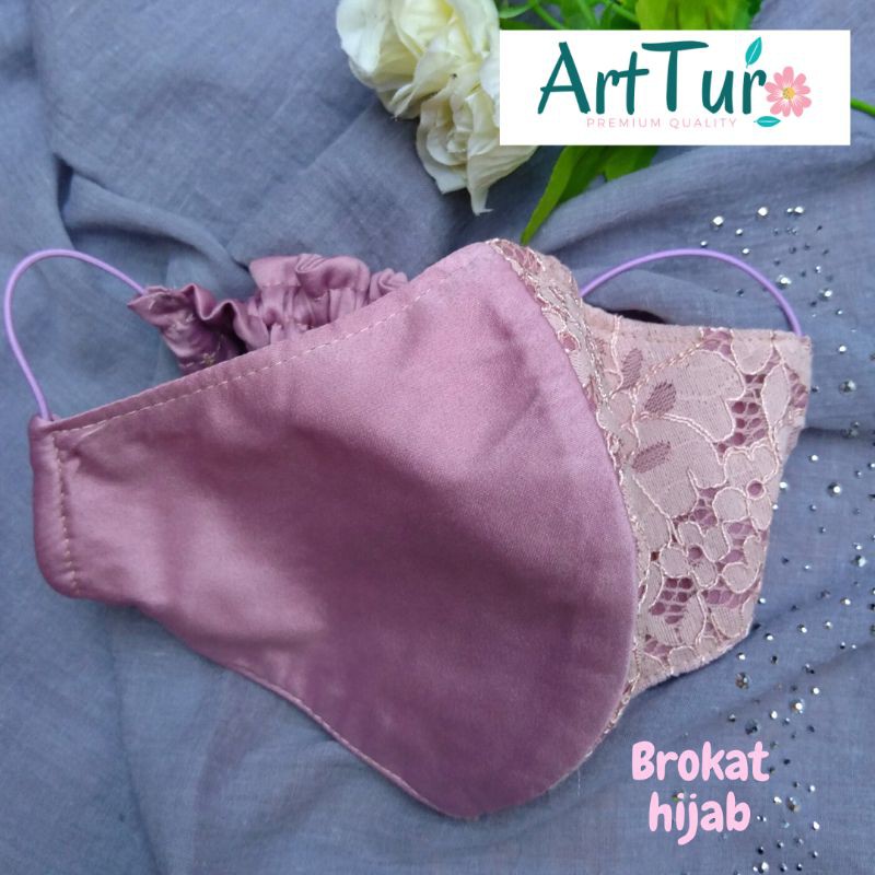MASKER HIJAB 3 LAPIS BROKAT PREMIUM CANTIK