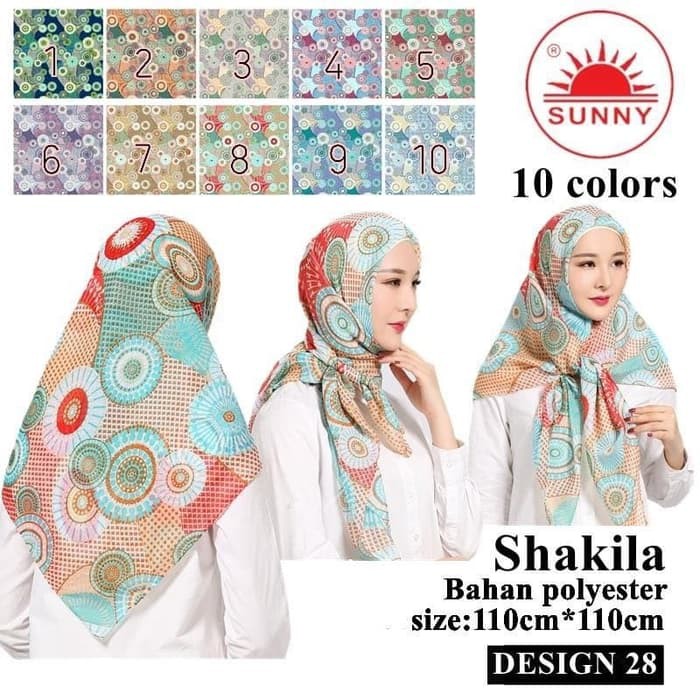 Jilbab Segi Empat Katun Motif Bunga - seri : SHAKILA - 28