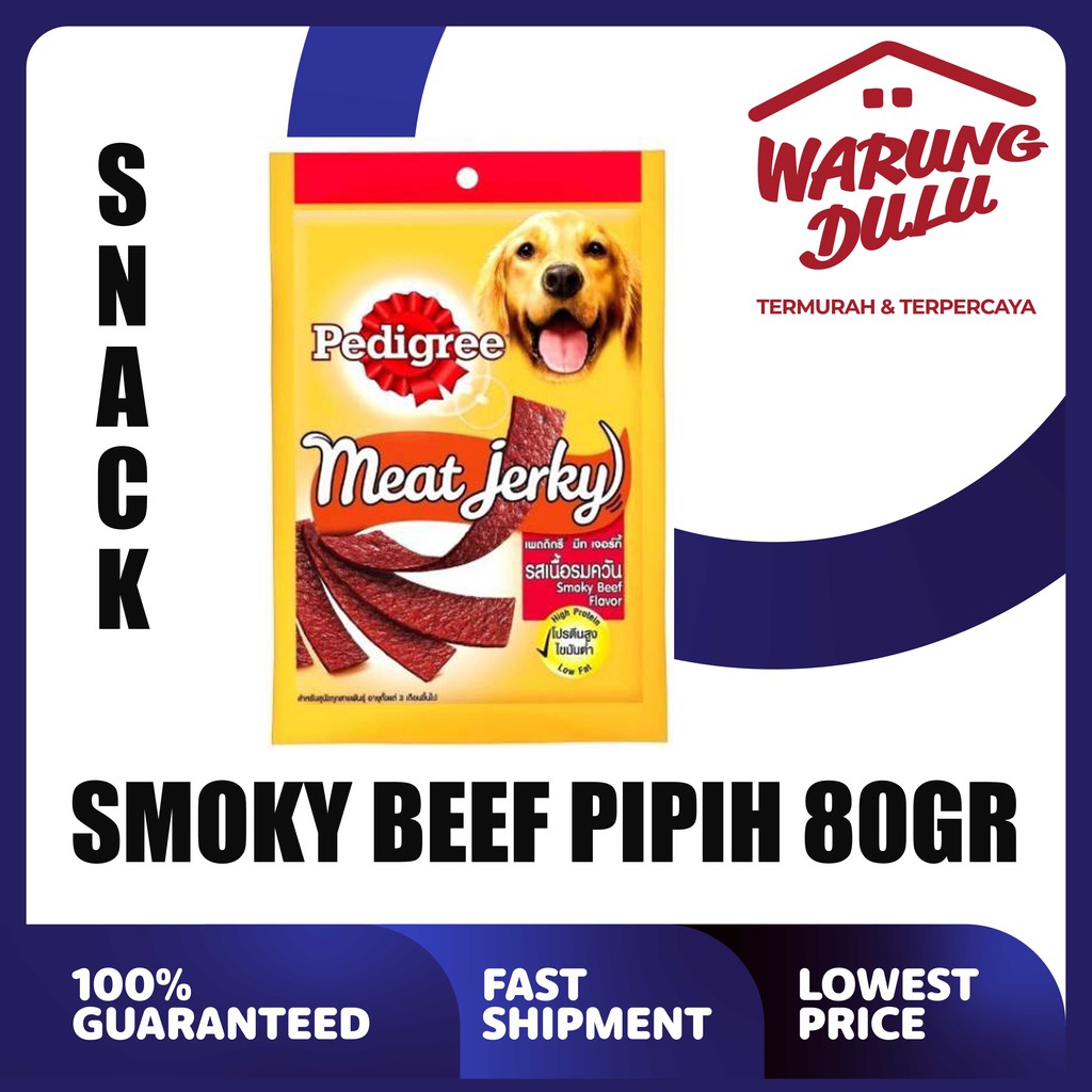 MAKANAN ANJING PEDIGREE MEAT JERKY STRAP SMOKY BEEF 80GR