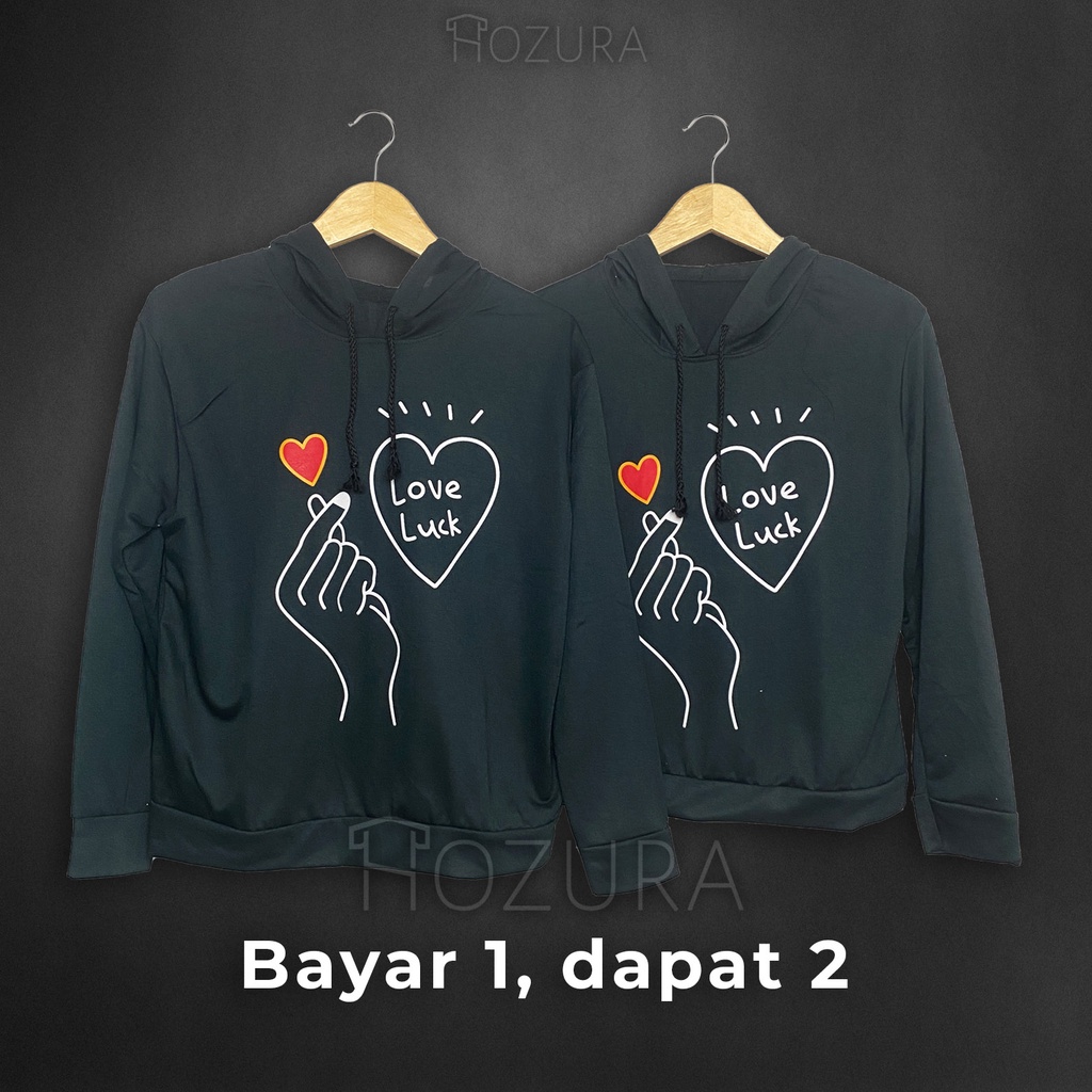 Hozura - Hoodie Couple Luck - Cp Luck Love Gm Couple Luck Love Saranghae Couple Hoodie Sweater Murah