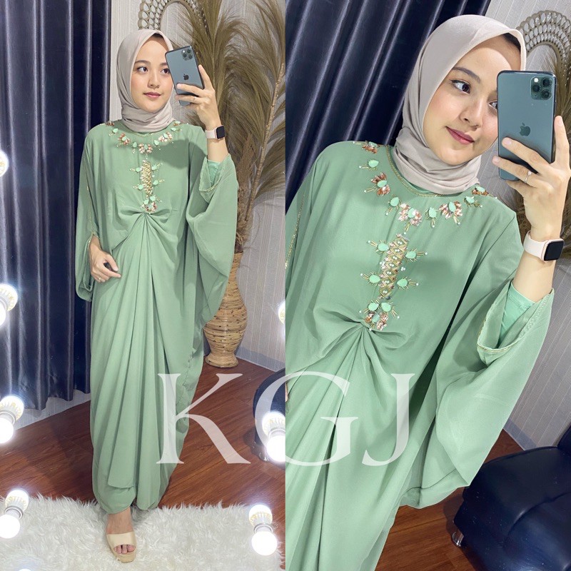 Jual kaftan wanita terbaru 2021 kekinian muslim remaja Real Pict Kaftan