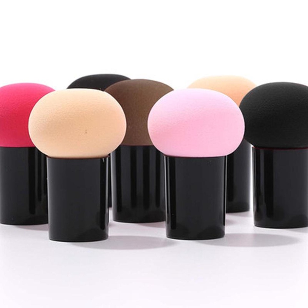 Mushroom Makeup Sponge Cosmetic Blender Puff Latex Free Face Sponge Beauty Puff Makeup Brush Sponge with Handle Case for Concealer BB Cream Foundation Makeup Tools