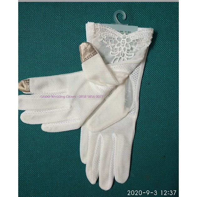 SR60 Sarung tangan Pengantin wanita Wedding gloves Renda tipis Elegan