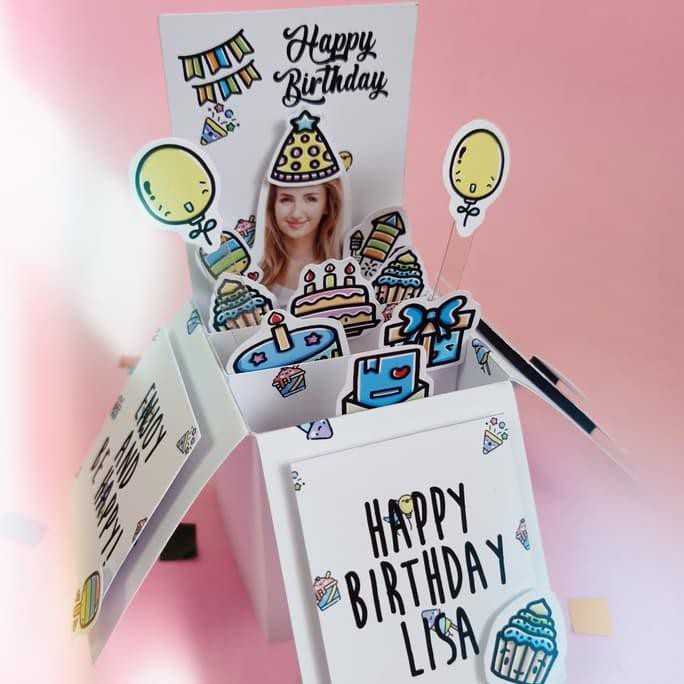 Silahkan Order Doodle Birthday Cake Kartu Ucapan Ultah Kotak Hadiah Unik Custom Foto