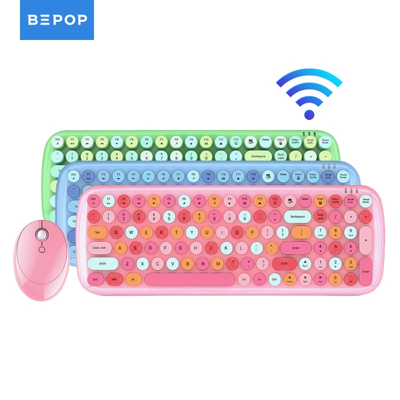 Bepop Wireless Keyboard Mouse Set Pink Color Candy XR MOFI 2.4G