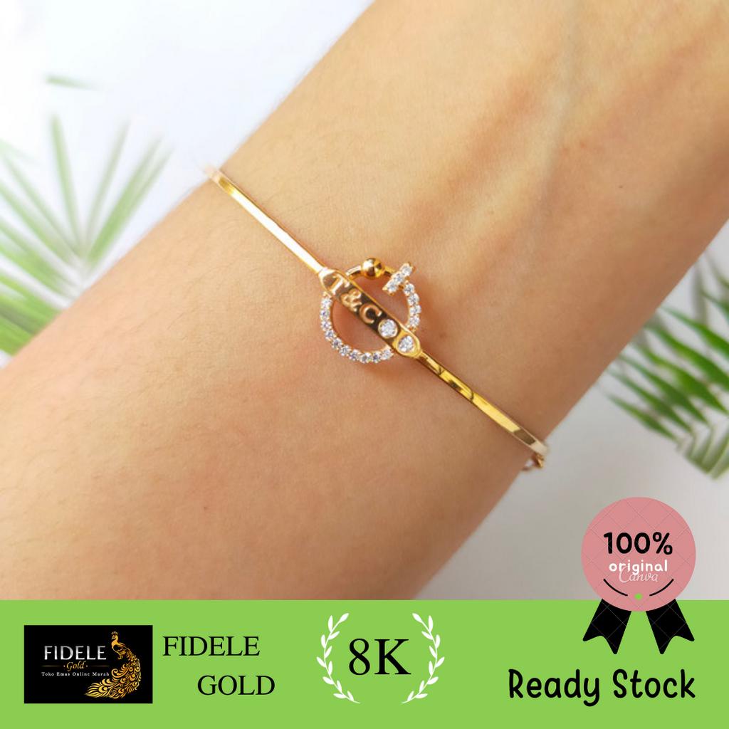 Gelang bangle T&C gelang emas asli YT gelang emas 375 8karat
