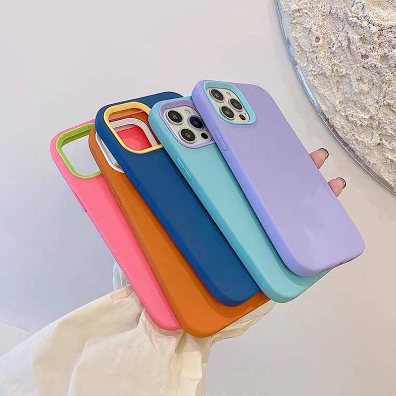 3 in 1 Soft Case Silikon Cair Shockproof Bumper Belakang Untuk iPhone 13 12 11 Pro MAX X XS MAX XR SE 2022 2020 7 8 Plus