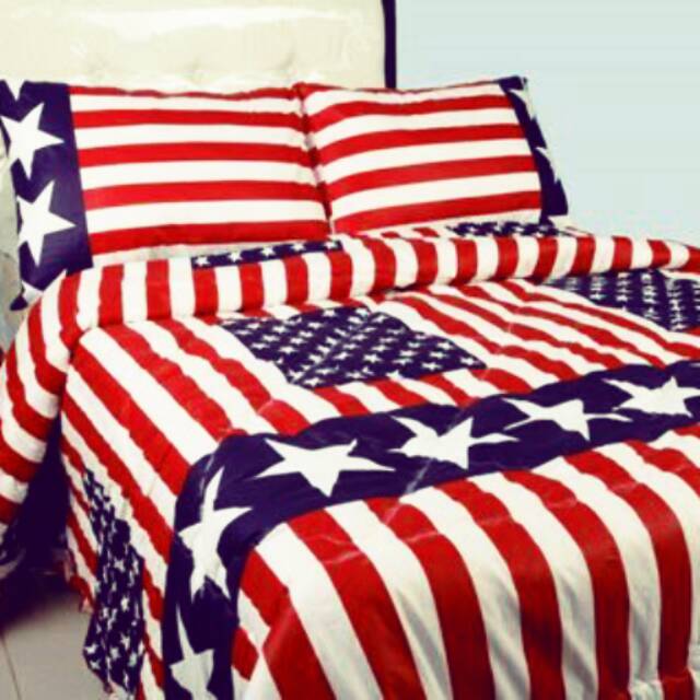 Sprei Motif Bendera Amerika uk 120x200x20