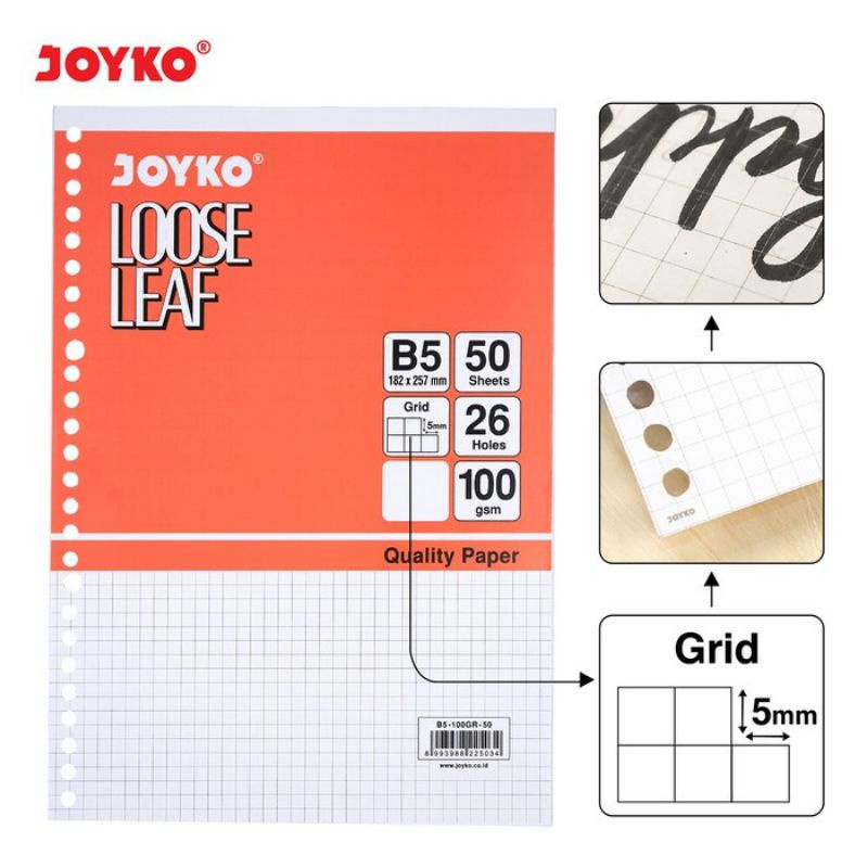 

JOYKO Loose Leaf B5 Kotak B5-100GR Isi Kertas File Binder Grid 100 Gsm Isi 50 Dan 100 Lembar