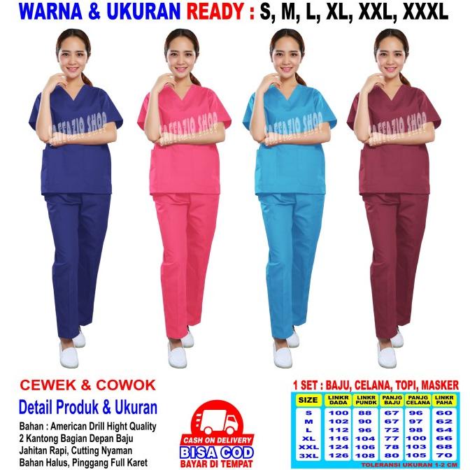 Baju OKA, Baju Perawat / Baju OK, Pria Wanita Lengan Pendek