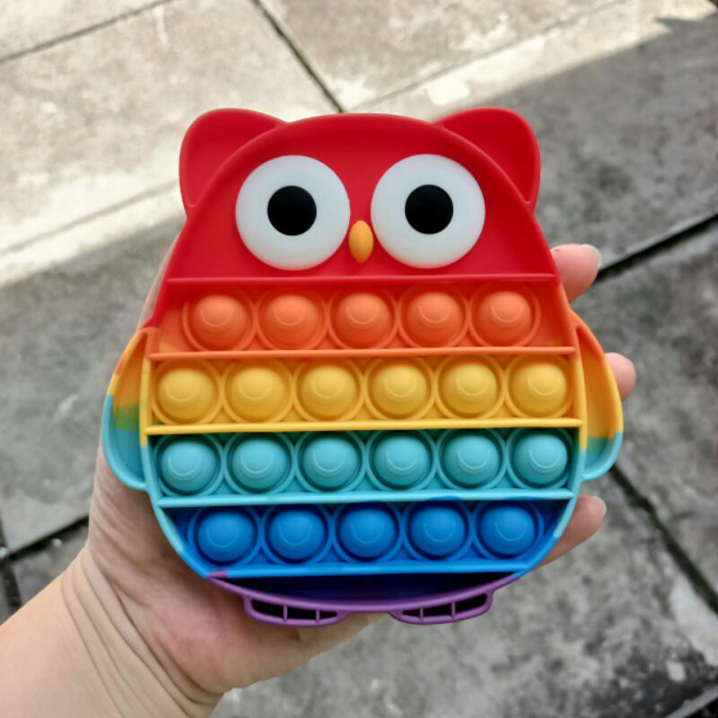 Mainan Viral Pop it Fidget Rainbow, Pop it viral, Mainan pop it, Fidget toys-owl rainbow