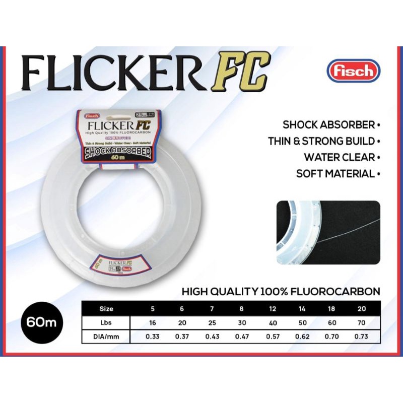 leader flicker fc 60m 100 persen fluorocarbon