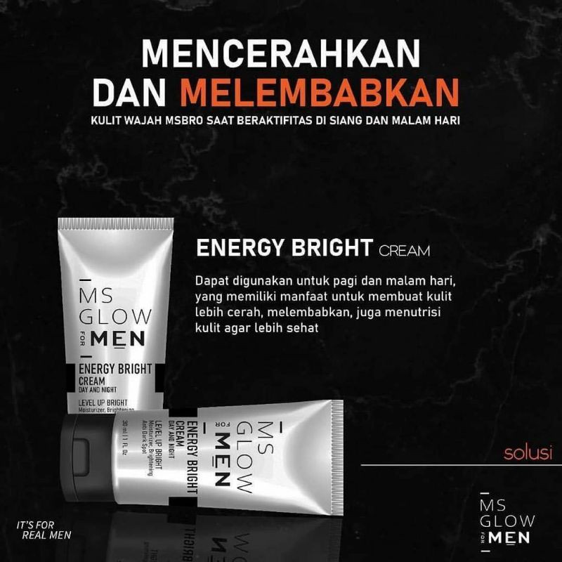 [ ORIGINAL BPOM ] MS GLOW MEN ENERGY BRIGHT CREAM SKINCARE PRIA GLOW UP