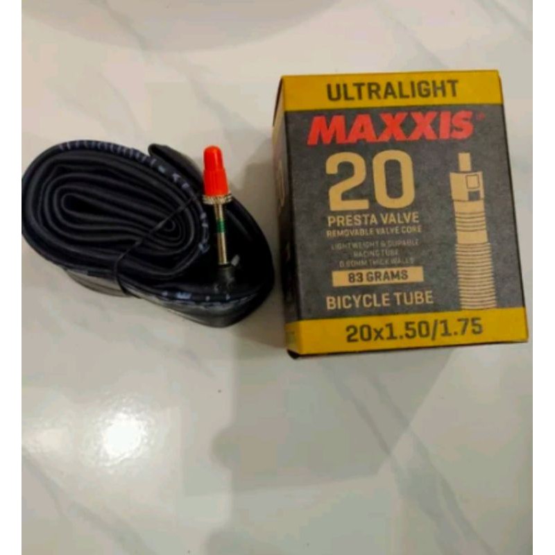 ban dalam sepeda lipat 20 x 1.50/1.75 maxxis ultralight presta