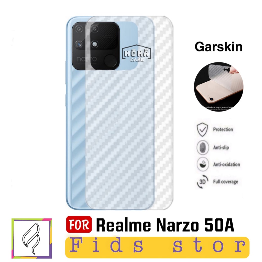 PROMO Garskin Carbon REALME Narzo 50A / Narzo 50i / Narzo 50 A Prime / Narzo 50 5G Anti Gores Pelindung Belakang HP Design Skin Back 3D