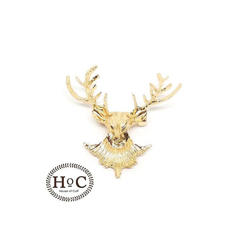 Houseofcuff Lapel Pin Bros Jas DEER GOLD BROOCH PIN