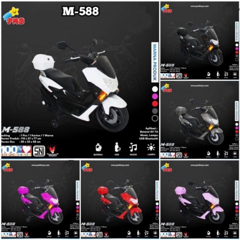 Mainan Anak Motoran Aki PMB 588 Nmax Sepeda Motor Aki Anak