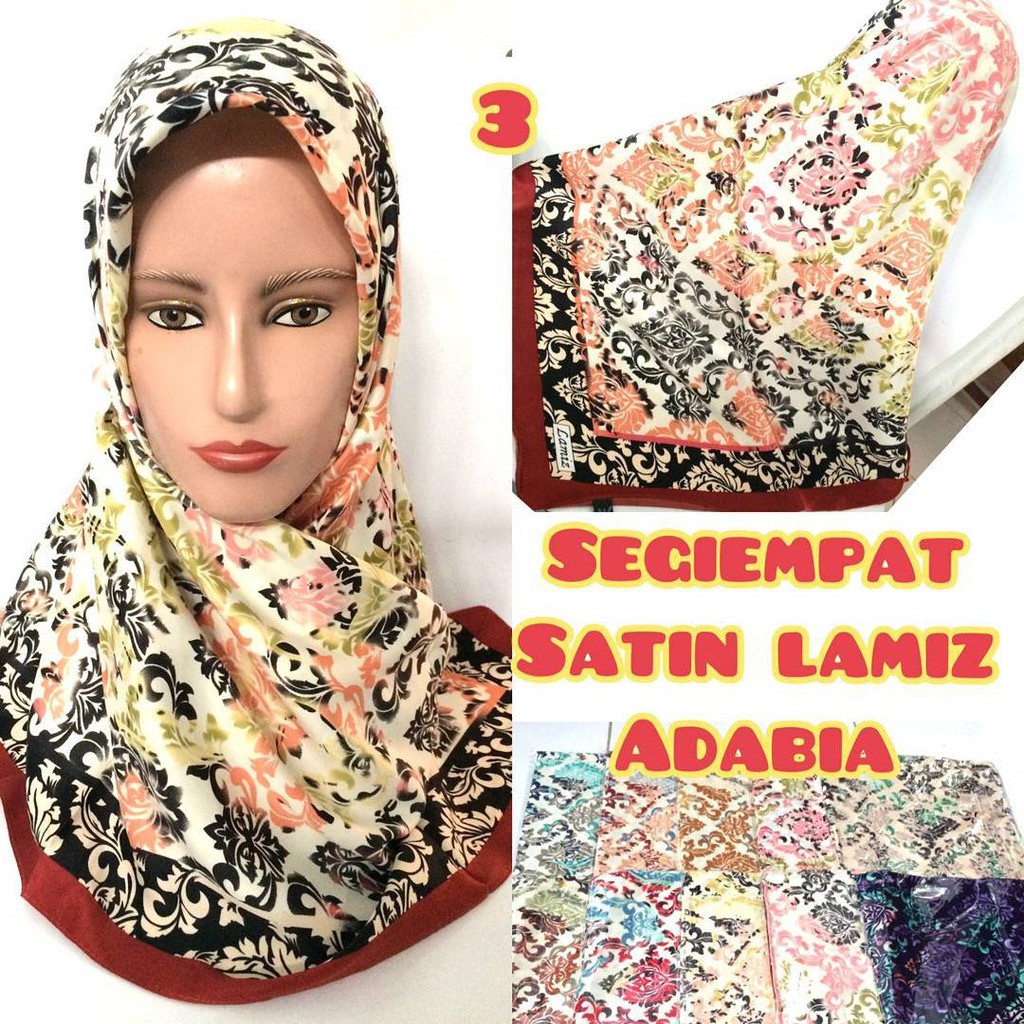jilbab hijab kerudung Segiempat satin velvet motif lamiz adabia (warna seri)