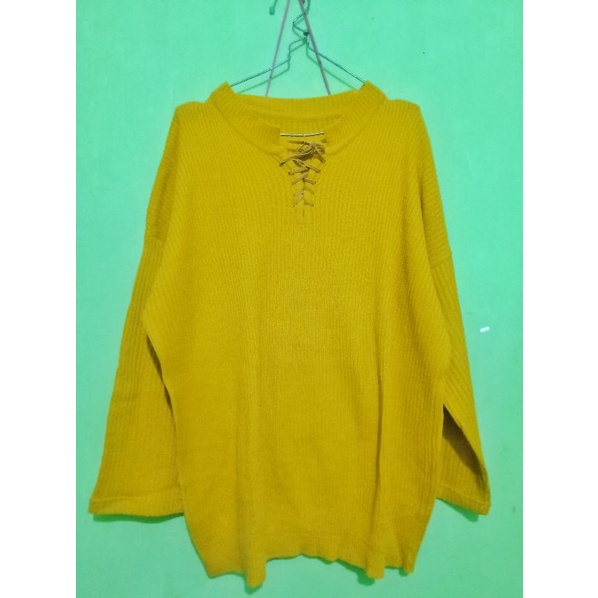 Sweater wanita jumbo oversized bahan rajut atas wanita lengan panjang
