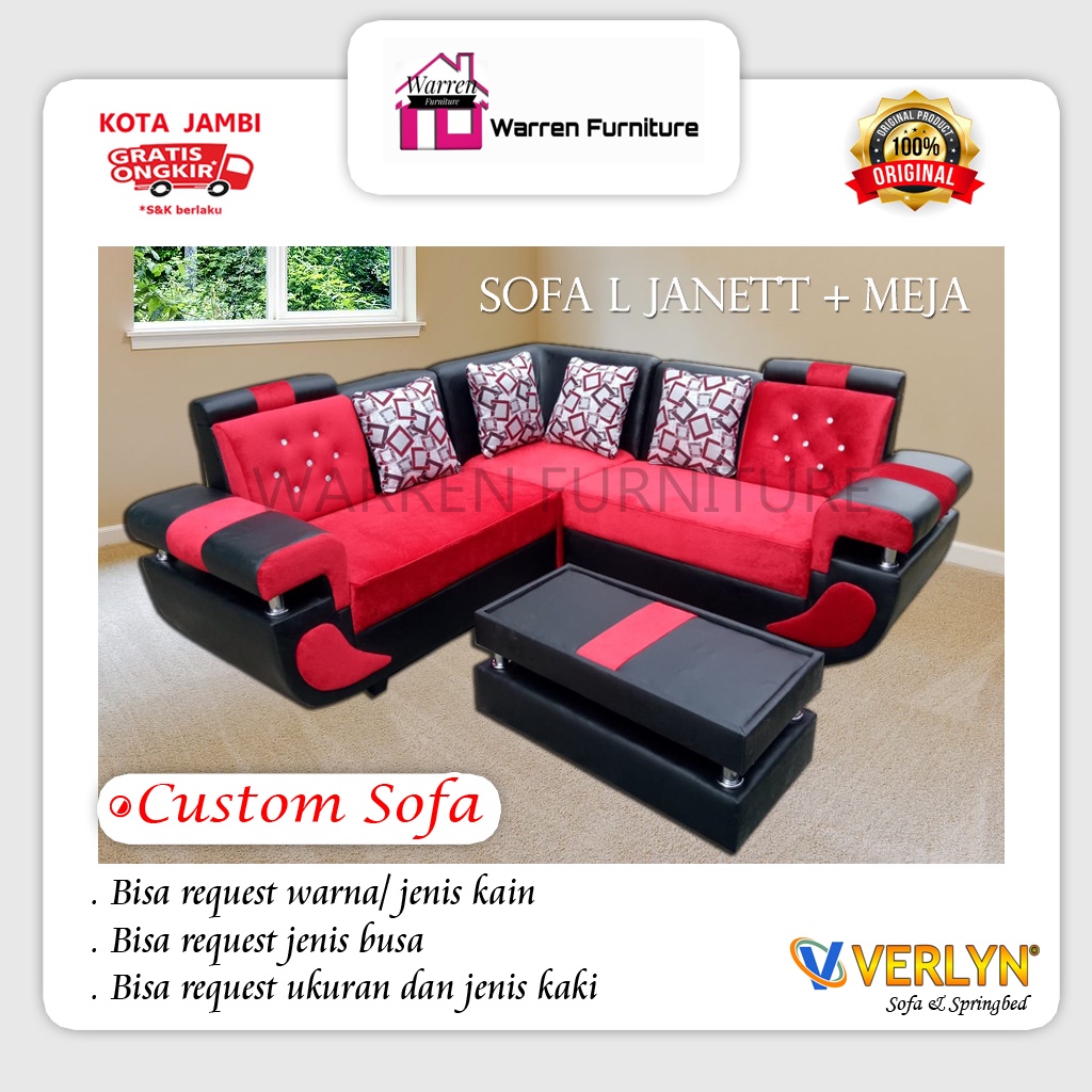 Sofa L Janett + meja / Sofa Keluarga model L