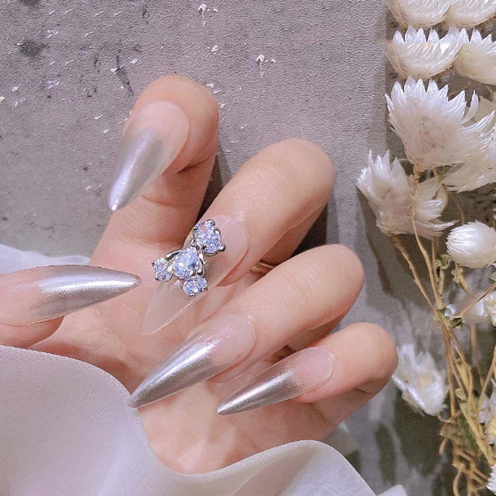 AUGUSTINA Augustina Nail Art Berlian Imitasi Mewah Kepala Bergerak Penuh Berlian Alloy Beruang DIY Dekorasi Kuku