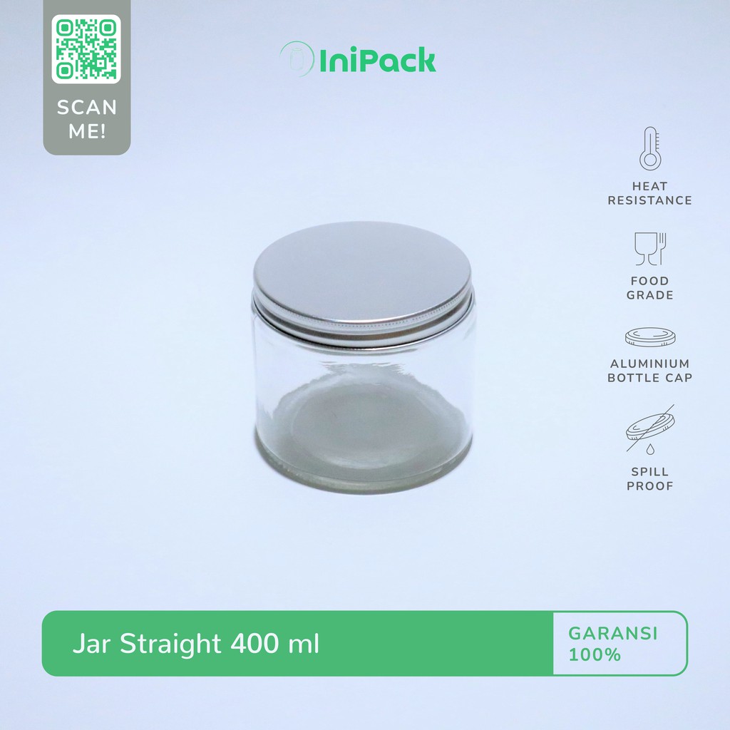 Toples Jar Kaca 400 ML / Botol Toples Kaca 400ml Tutup ALUMINIUM