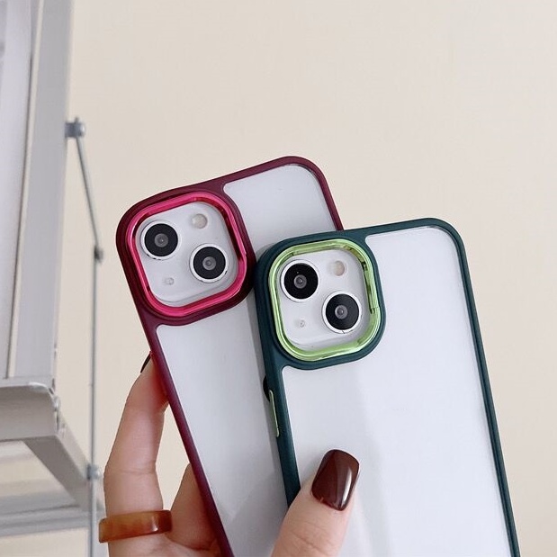 Phone Case Acrylic Material + Electroplating Button + Electroplating Ring (For iPhone 7 8 Plus X XR XS MAX 11 New 13 Pro Max Transparent For iphone12 Pro Max All-Inclusive Protecti