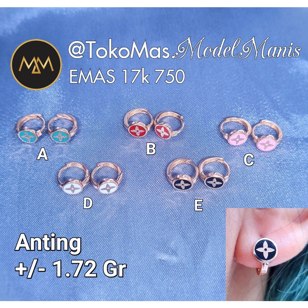 Anting Jepit Bulat VL emas italy IT 750 kadar 17k