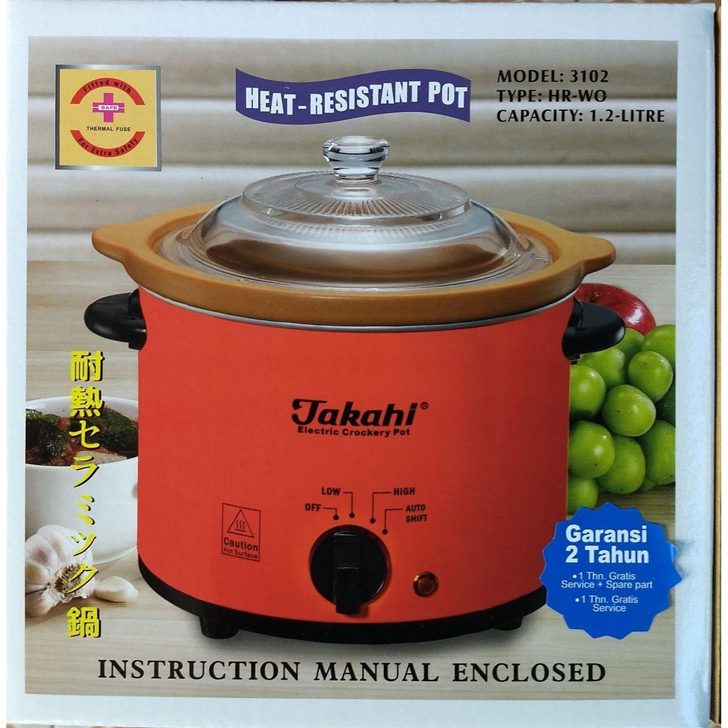 Makassar - Takahi Slow Cooker Crockery Pot (Premium Series) 1.2 L + Palet Kayu/Baby Food Maker MPASI