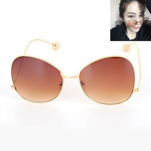 LRC Kaca Mata Fashion Metal Round Shape Decorated Simple Sunglasses