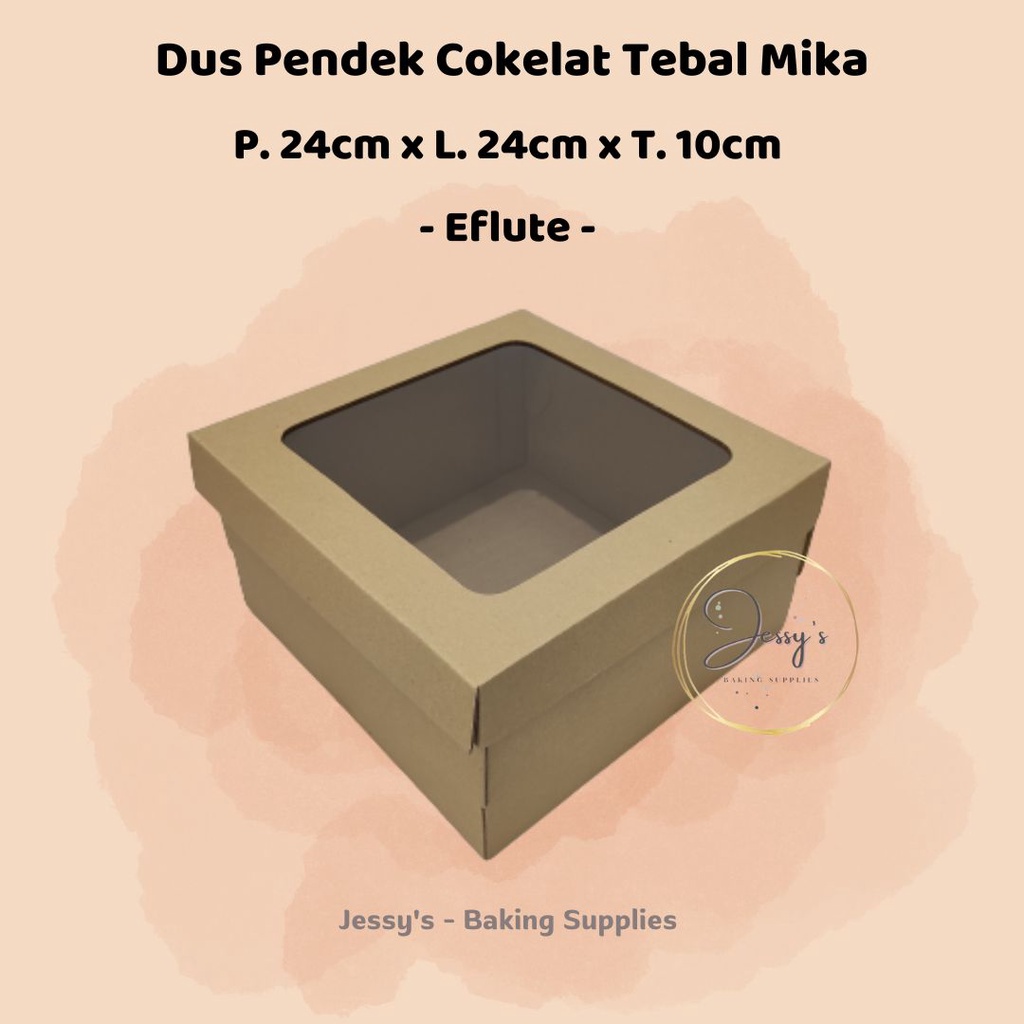 

Dus Box Kotak Kue Cake Tinggi Eflute Mika Atas 24 x 24 x 10 (Cokelat Kraft)