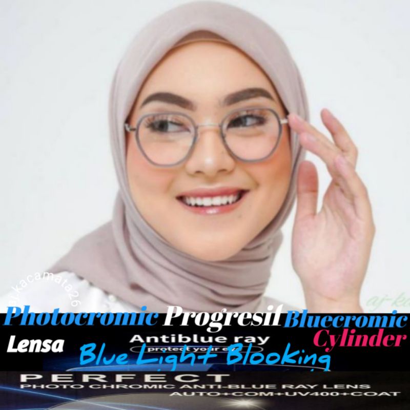 Kacamata Paket Lensa Photocromic Antiradiasi Plano Minus Plus free box Lap cairan