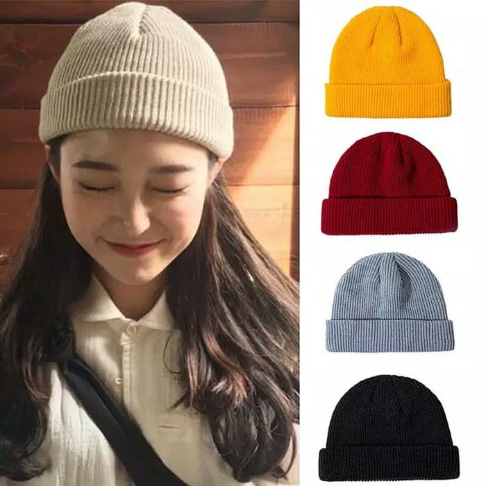 Short beanie hat kupluk pendek skate  2 LAPIS LUAR DALAM