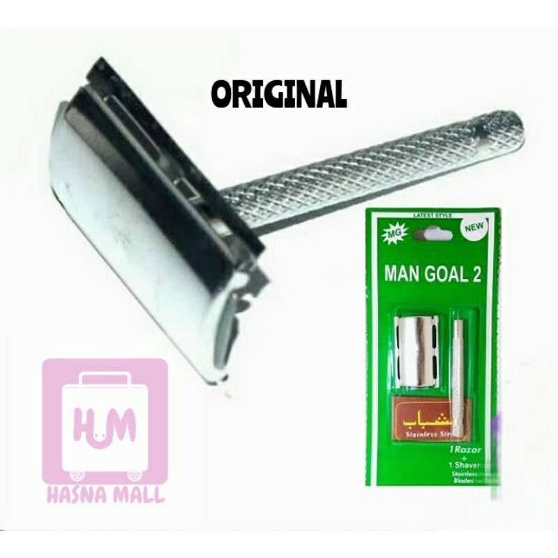 Alat Cukur (Original) Besi Stainless Steel Kuat + Silet | Alat Cukur jenggot Kumis