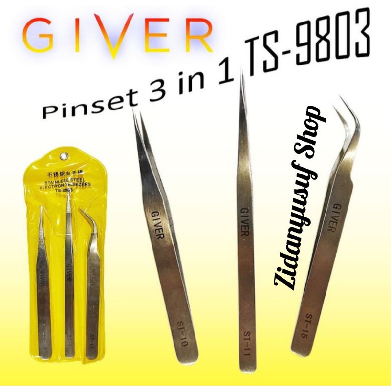 PINGSET PINSET GIVER 3IN1 SEBUNGKUS ISI 3 PINSET TS-9803