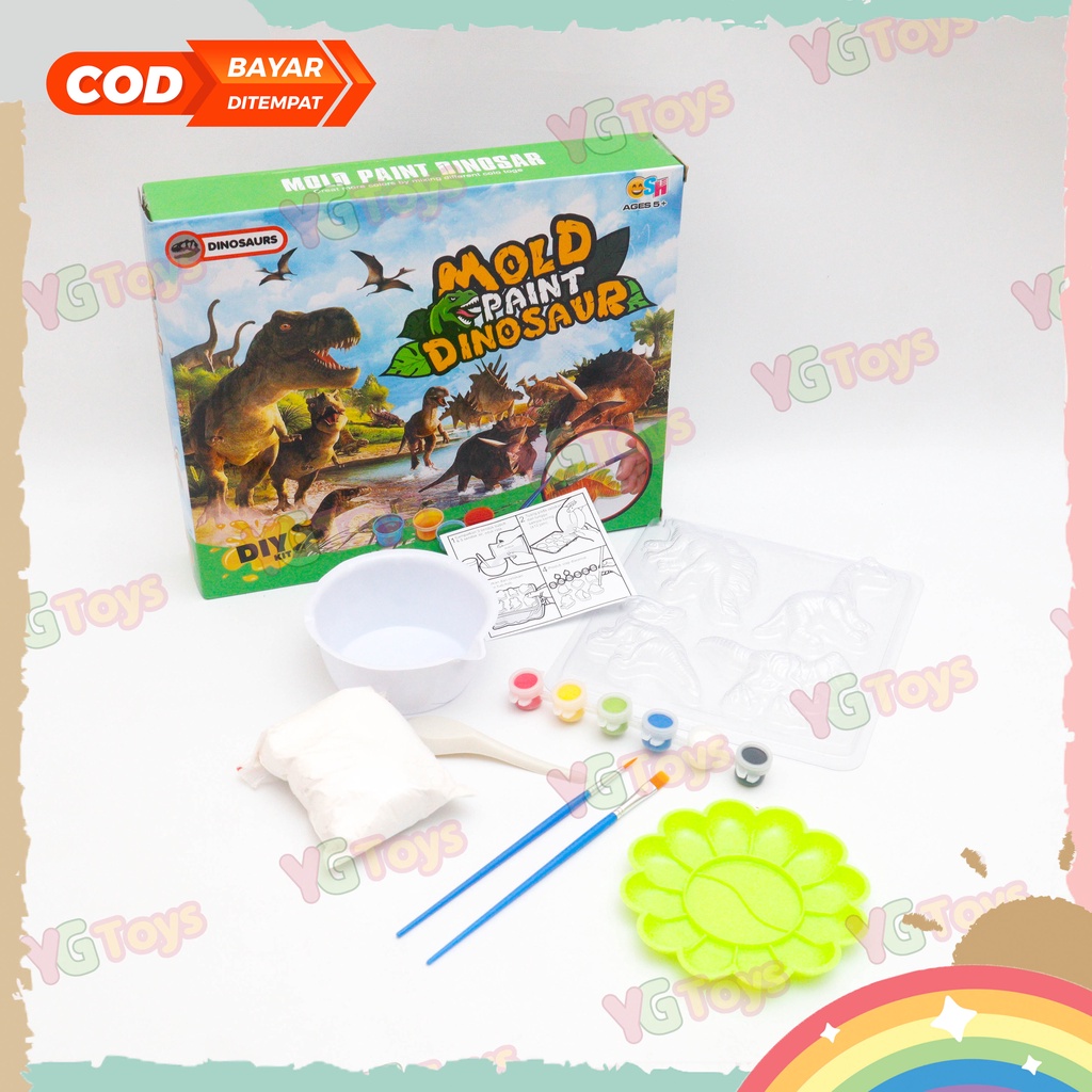 YGtoys Dino Mold Mainan Dinosaurus Dino DIY Painting Kit Set Melukis Mewarnai Patung Gypsum Anak Laki Laki Perempuan Edukatif