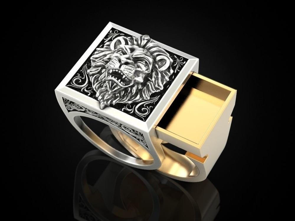 Cincin Bentuk Kingdom Lion King Gaya Hip Hop Untuk Pria