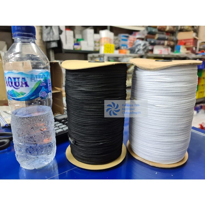 

Karet Elastic / Elastik Gepeng 500yard P3 P4 / B3 B4 3MM 4MM MASKER - Putih RJT