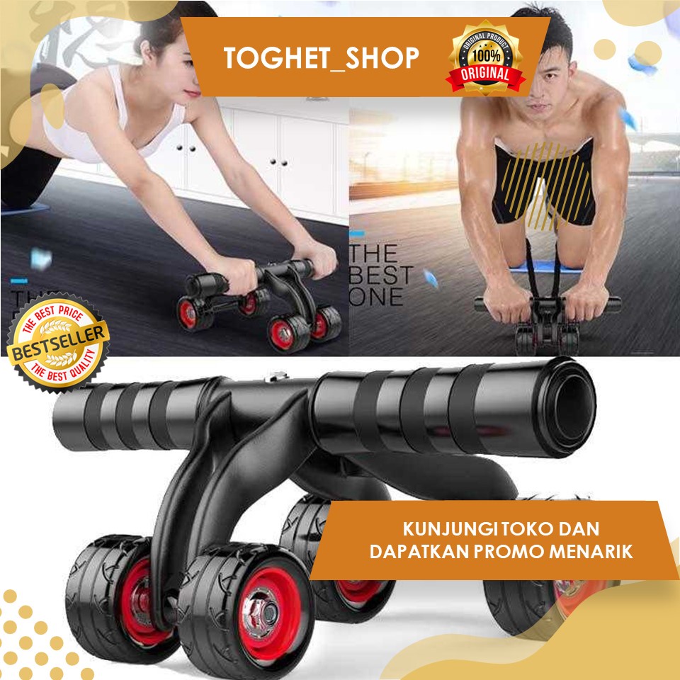 Alat Fitness Roller Alat Gym Olahraga Fitness Latih Otot Perut Pembentuk Otot Perut Power Wheel