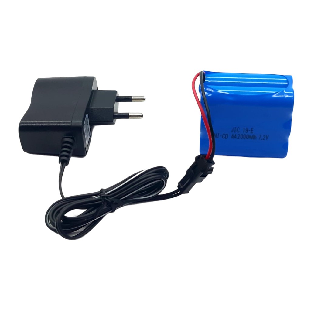 Casan Baterai RC + Baterai Mobil Remot 6x AA Ni-Cd 7.2V - 2000mAh Socket Hitam Model Tumpuk