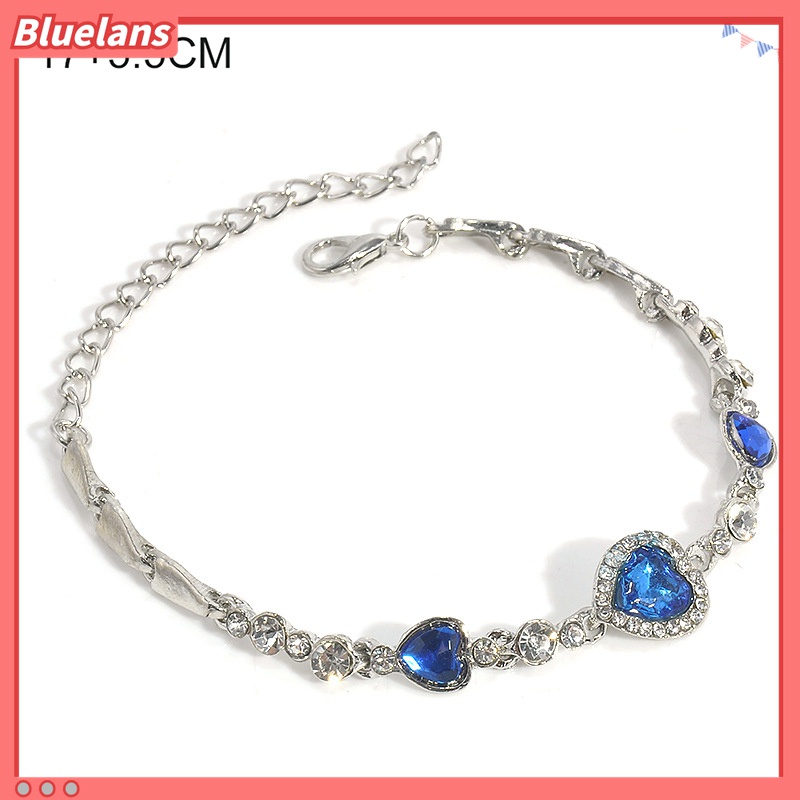 Gelang Berlian Imitasi Bentuk Hati Bahan Alloy Untuk Dekorasi Kencan