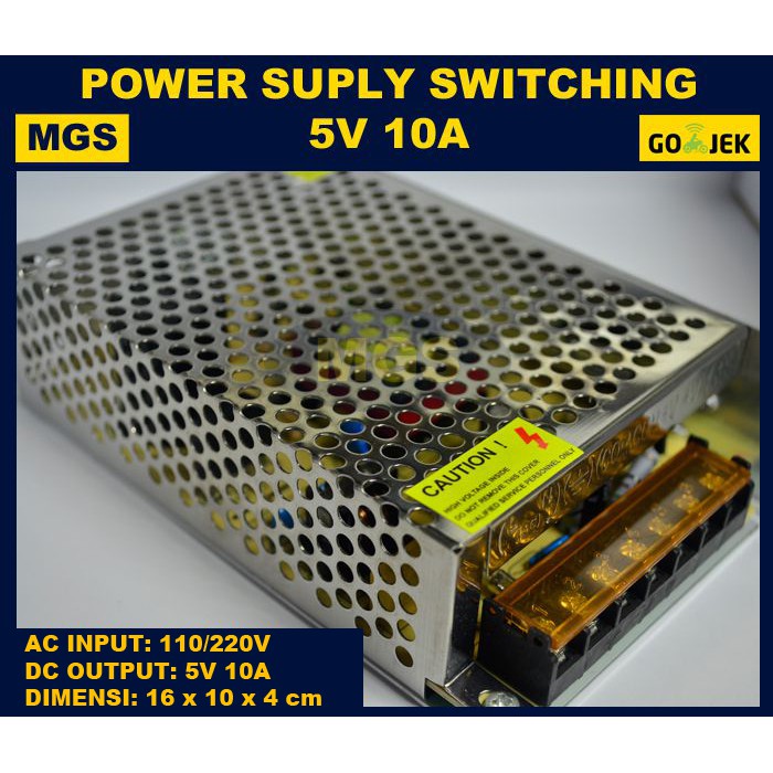 Adaptor 5V 10A Power Supply Switching LED Jaring 10 Ampere 5 Volt DC