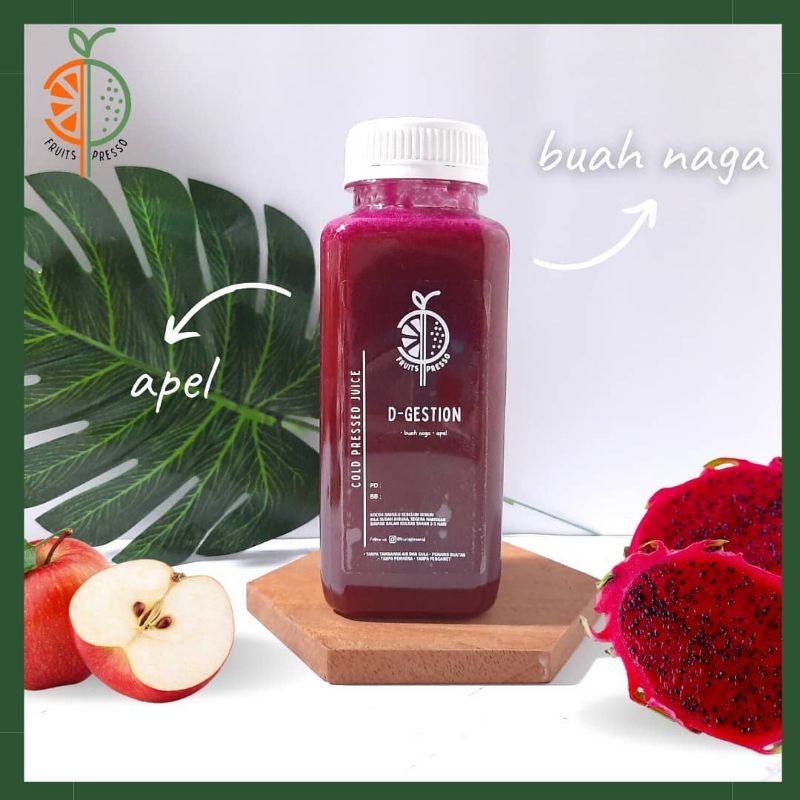 

D-GESTION (Buah Naga, Apel) • Cold pressed juice • Jus buah naga • untuk melancarkan pencernaan