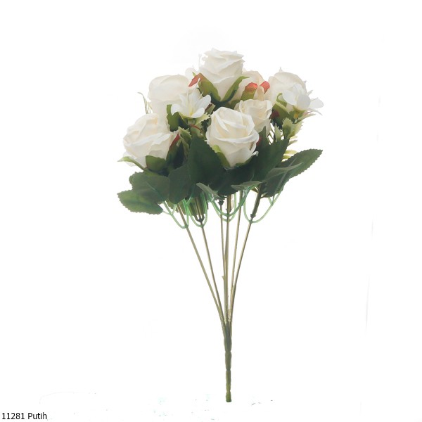 Bunga Plastik Mawar 1128-Putih