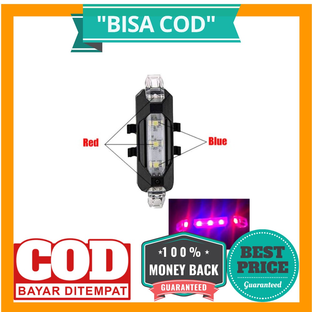 BISA COD ROBESBON Lampu Belakang Sepeda USB Rechargeable Rear Tail Bike Portable Light Lamp -