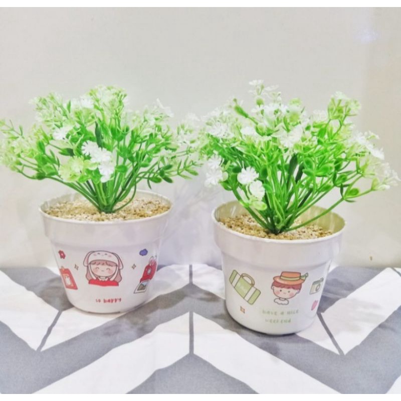 bunga hias plastik rumput bunga baby breath artificial dekorasi hias pot bunga