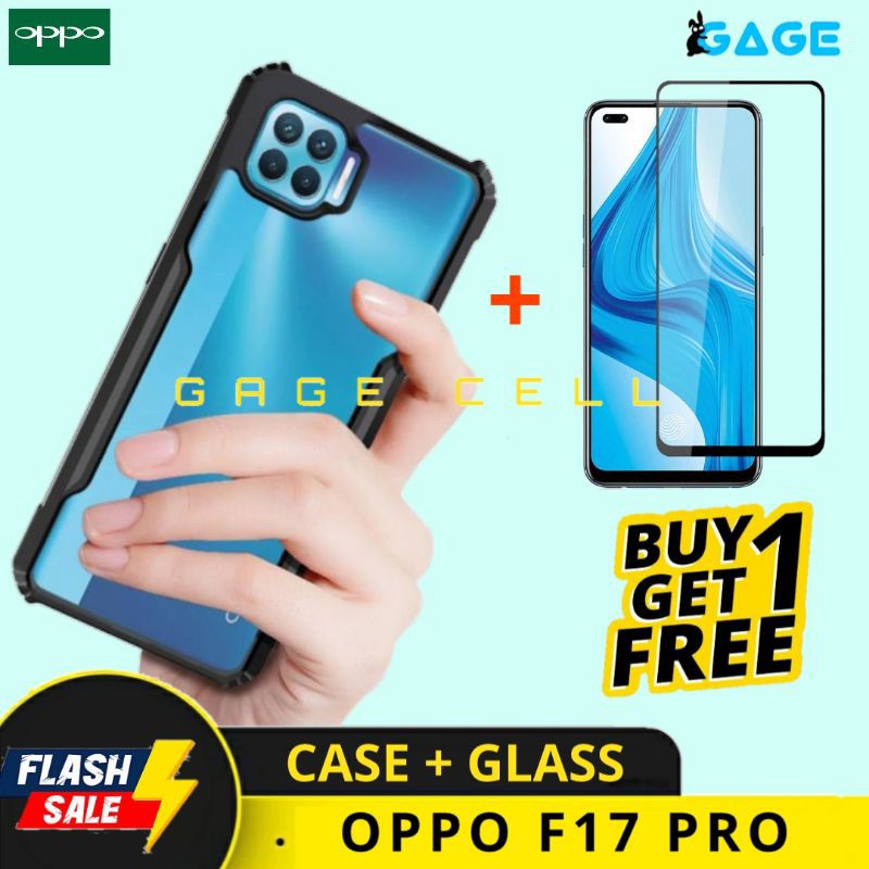 FREE ✅ TEMPERED GLASS FULL OPPO F17 PRO - HARDCASE SOFTCASE CASE FUZE ARMOR OPPO F17PRO SILIKON