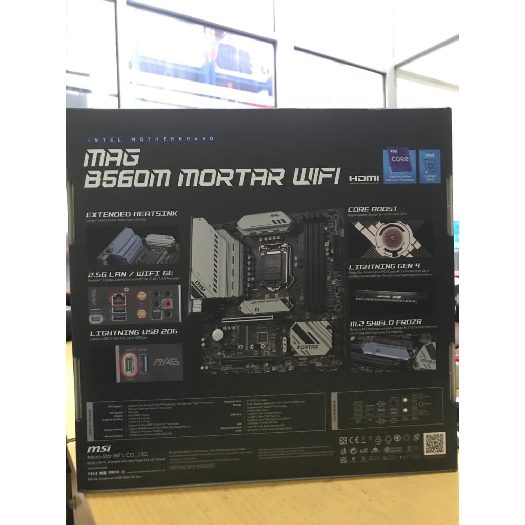 Mainboard / Motherboard MSI MAG B560M Mortar WiFi - mATX INTEL SOCKET LGA1200 - Mobo MSI B560M