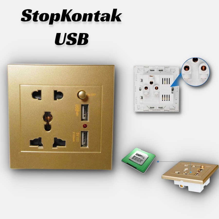 Stop Kontak USB Changer Port Dinding Handphone Tablet Universal