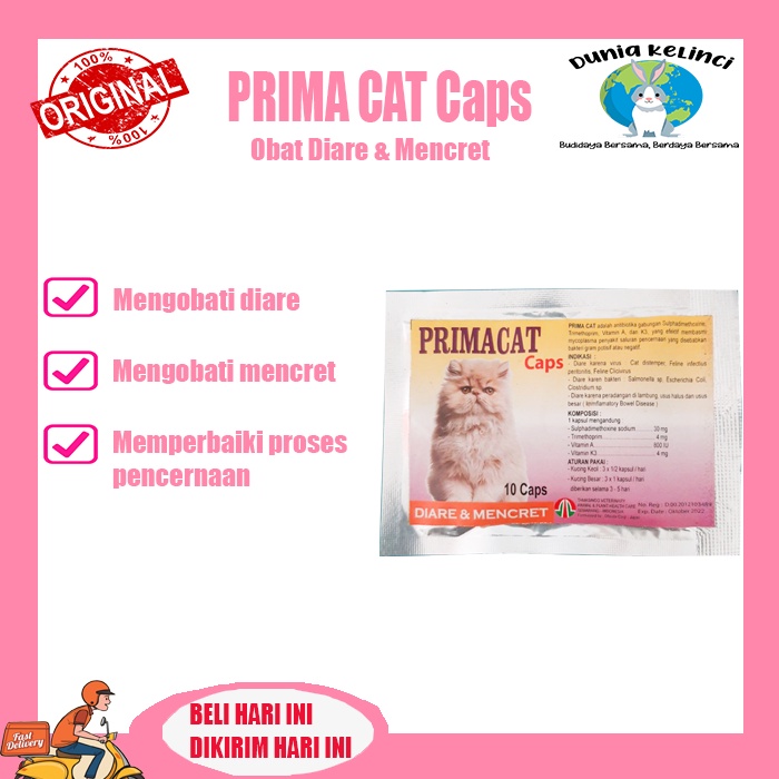 OBATI DIARE MENCRET KUCING PRIMA CAT CAPS PENCERNAAN